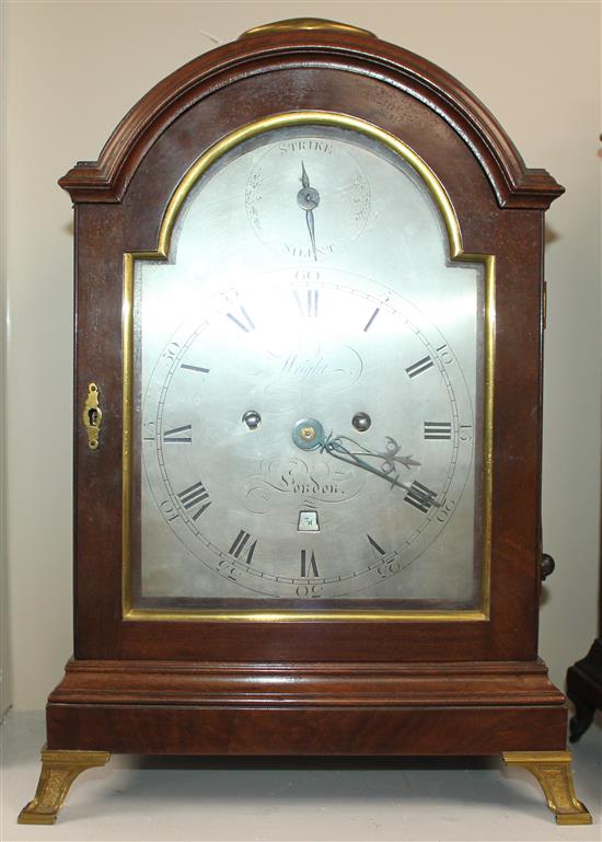 Wright of London. A George III mahogany hour repeating bracket clock, 16in.